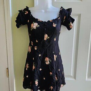 Reformation Black Diana Off-The-Shoulder Mini Dress in Aphrodite Size 6P